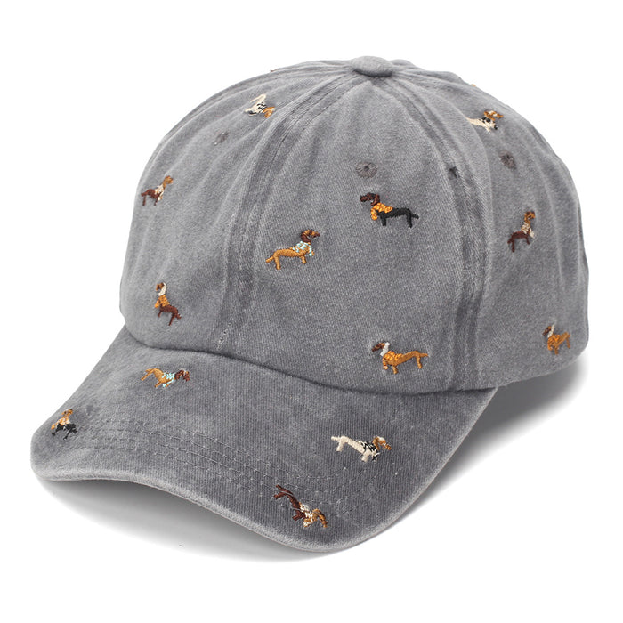 Wholesale Stylish Distressed Baseball Cap with Dachshund Embroidery American Retro Soft Top