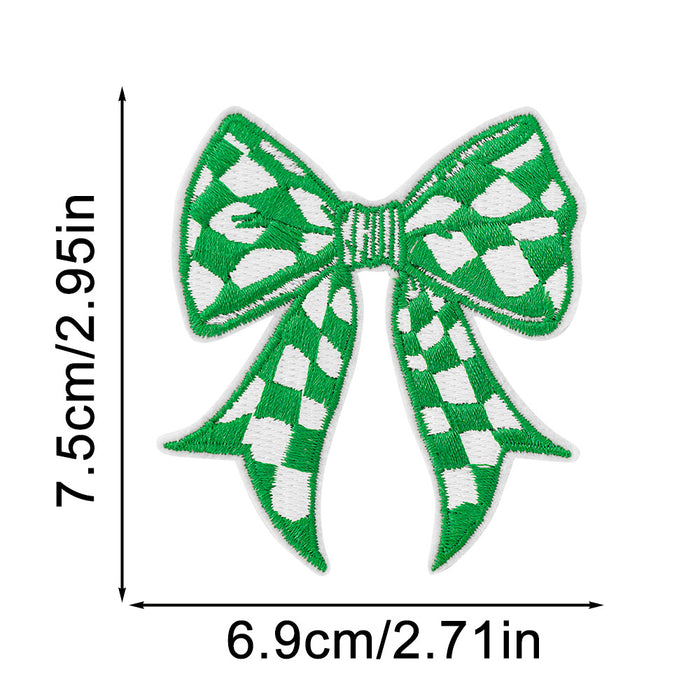 Wholesale Plaid Bow Embroidery Sticker DIY Patches