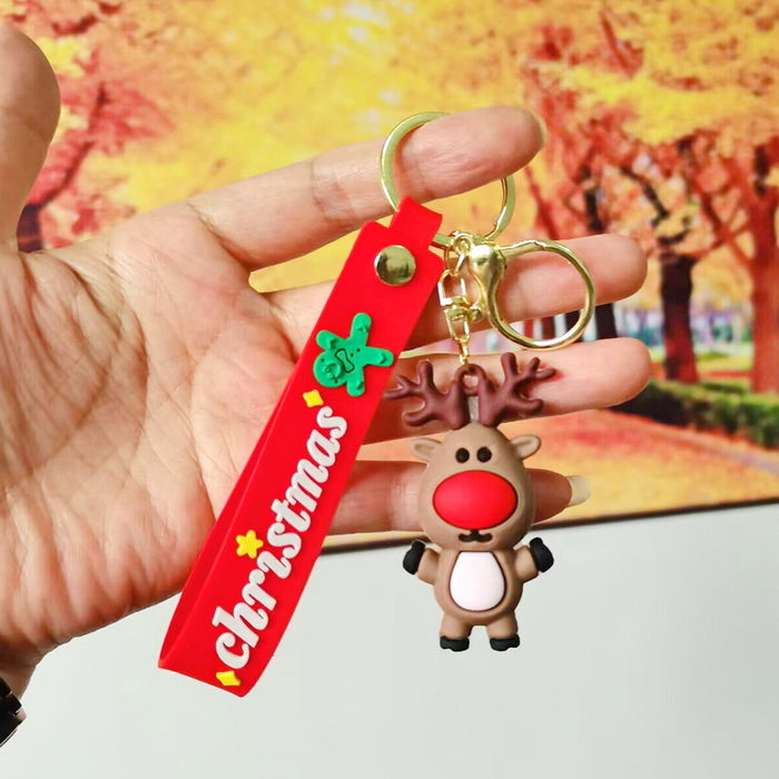 Wholesale Silicone Christmas Keychain Cute Cartoon Pendant