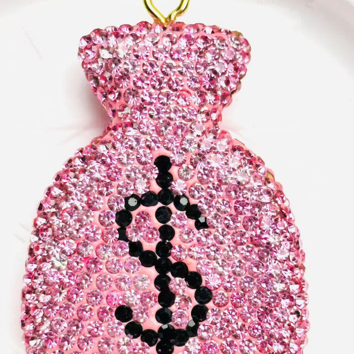 Wholesale New Diamond Inlaid Money Bag Keychain Accessories Car Pendant Diamond Inlaid Apple shaped Jewelry Accessories DIY Jewelry