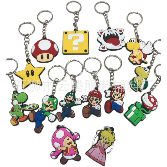 Wholesale 10pcs Cartoon Mushroom Keychain Pendant PVC Key Pendant School Bag Decoration