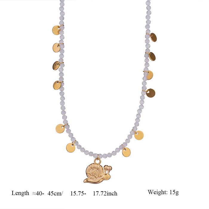 Wholesale Fashionable and personalized natural stone necklace paired with stainless steel pendant, exquisitely handmade necklace