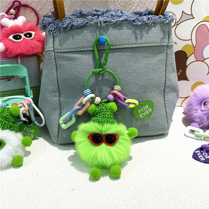 Wholesale Cartoon Plush Briquette Keychain Colorfulful Cute Doll Student School Bag Pendant Key Chain Pendant Small Gift