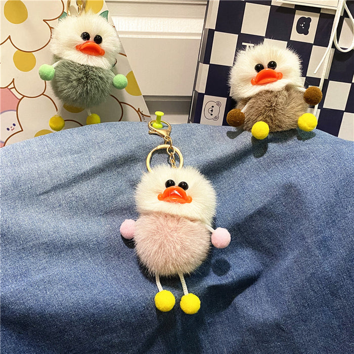 Wholesale Duck keychain cute plush student bag pendant cartoon elf car keychain accessories