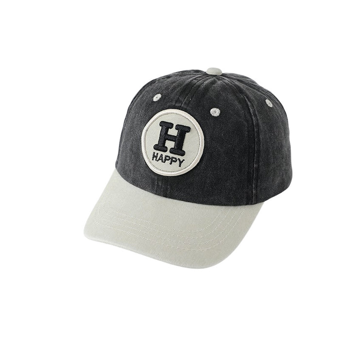 Wholesale Children' s Washed Embroidered Color-Blocked Baseball Hat