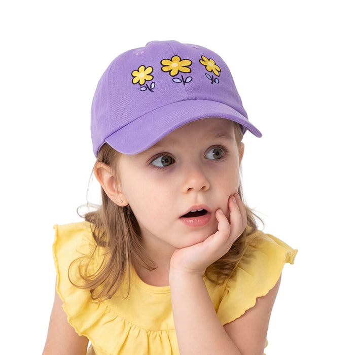 Wholesale Embroidered Flower Baseball Cap for Girls - Trendy Sun Hat with Curved Brim