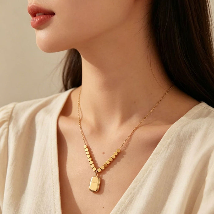 Wholesale Square Geometric Pendant Necklace