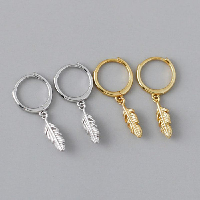 Wholesale Fashionable and minimalist feather ear buckle texture, trendy design, cool style, personalized and exquisite earrings