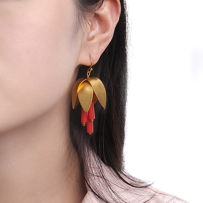 Wholesale Wind Bell Flower Earrings Niche High Heels Ear Hook 925 Silver Pin Earrings for Women