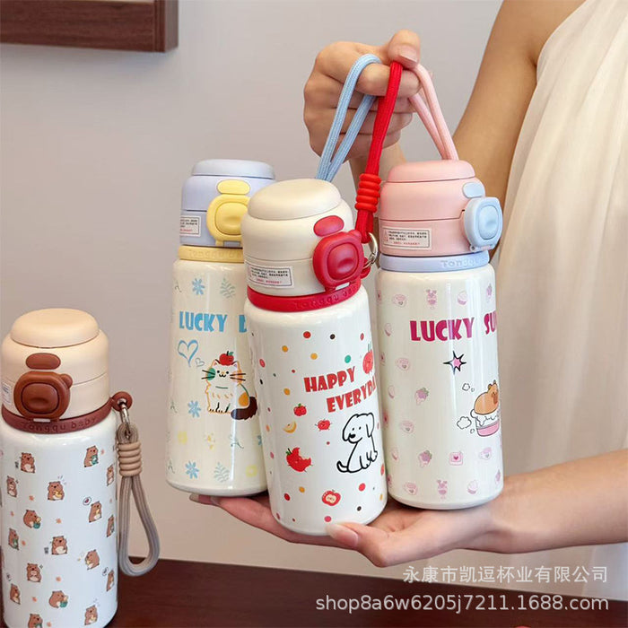Wholesale Capybara Thermos Cup Stainless Steel Double Drinking Cup Cartoon Cute Girls Straw Cup