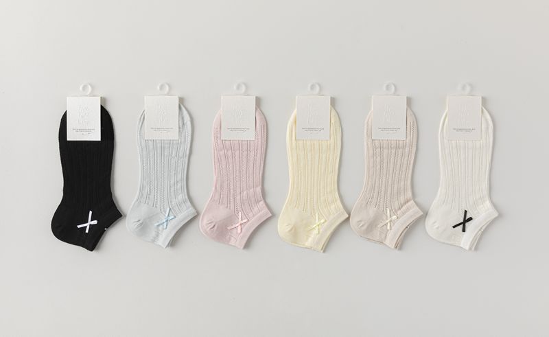 Wholesale Mesh small bow solid color boat socks short socks thin