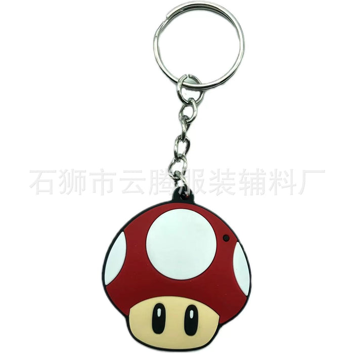 Wholesale 10pcs Cartoon Mushroom Keychain Pendant PVC Key Pendant School Bag Decoration