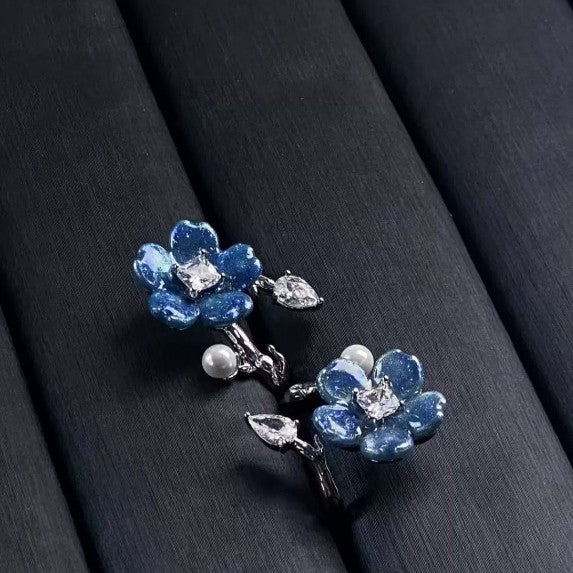 Wholesale Anime peripheral star derivative impression ring blue flower ring
