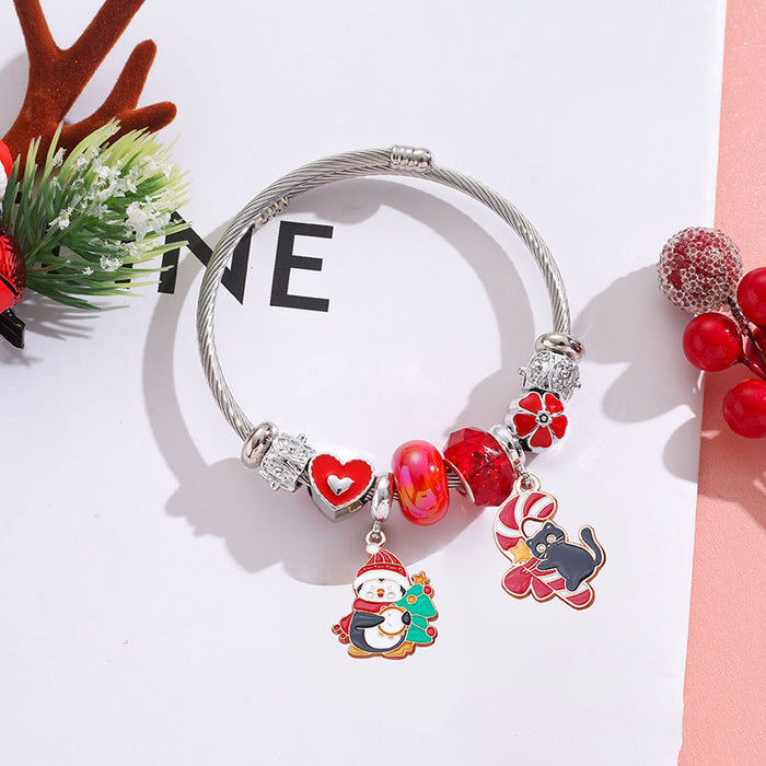 Wholesale Stainless Steel Cute Black Cat Pendant Bracelet MOQ≥2