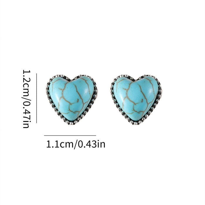 Wholesale Heart-shaped turquoise earrings earrings Western style love simple temperament earrings gift