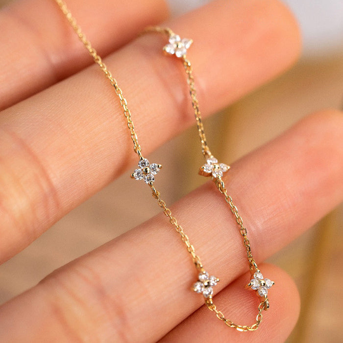 Wholesale S925 sterling silver Clover bracelet female zircon High sense bracelet
