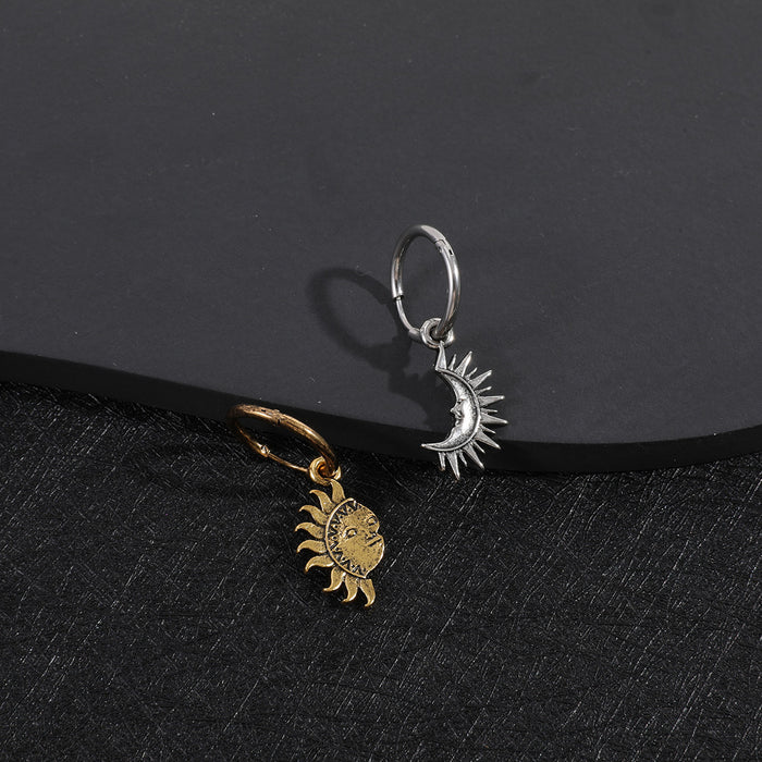 Wholesale Asymmetrical Sun and Moon Necklace Titanium Steel