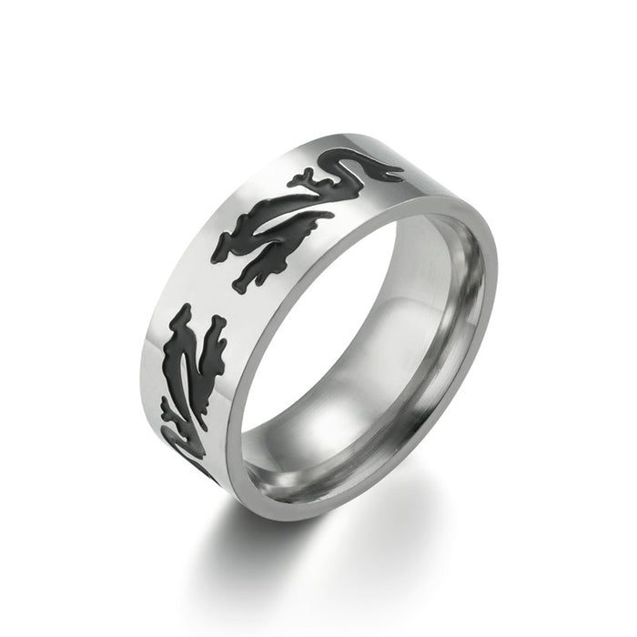 Wholesale  Corrosion Blackened Skull Titanium Steel Ring Retro Simple  Stainless Steel Ring