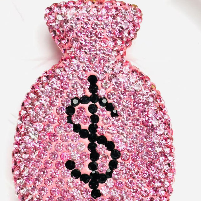 Wholesale New Diamond Inlaid Money Bag Keychain Accessories Car Pendant Diamond Inlaid Apple shaped Jewelry Accessories DIY Jewelry