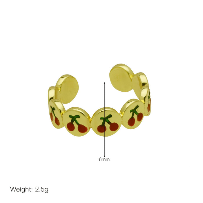 Wholesale color oil with zirconium fruit cherry strawberry open ring