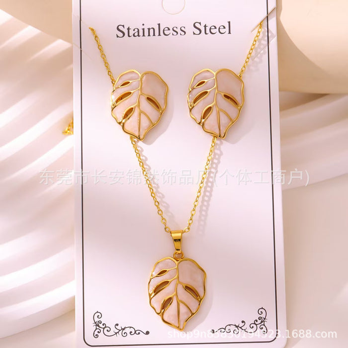 Wholesale 304 Stainless Steel Vacuum Plated Earrings and Necklace Set