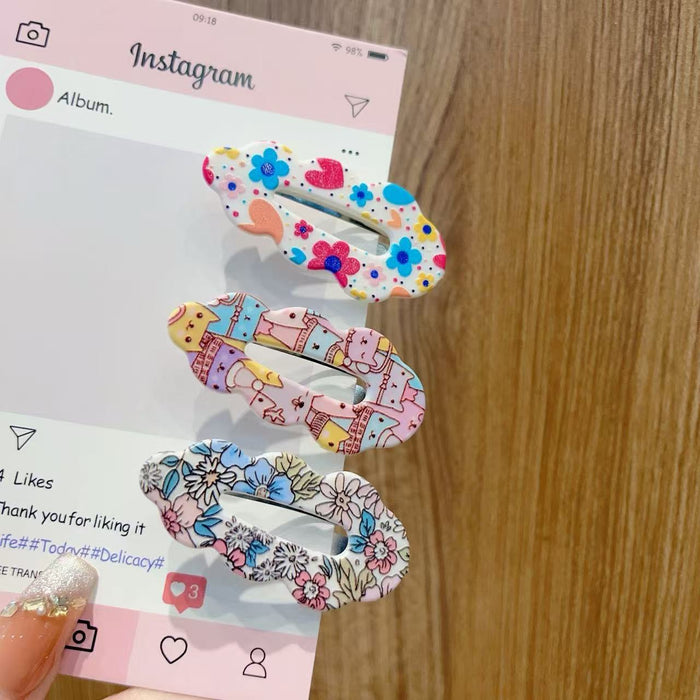 Wholesale Cute kids'  hair clips with various flower patterns