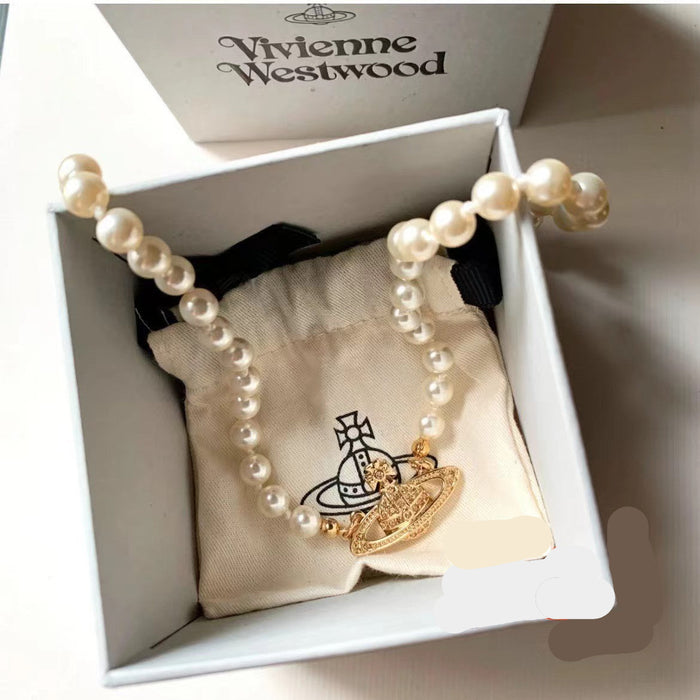 Wholesale  Saturn Necklace  Bead Clavicle Chain pearl necklace
