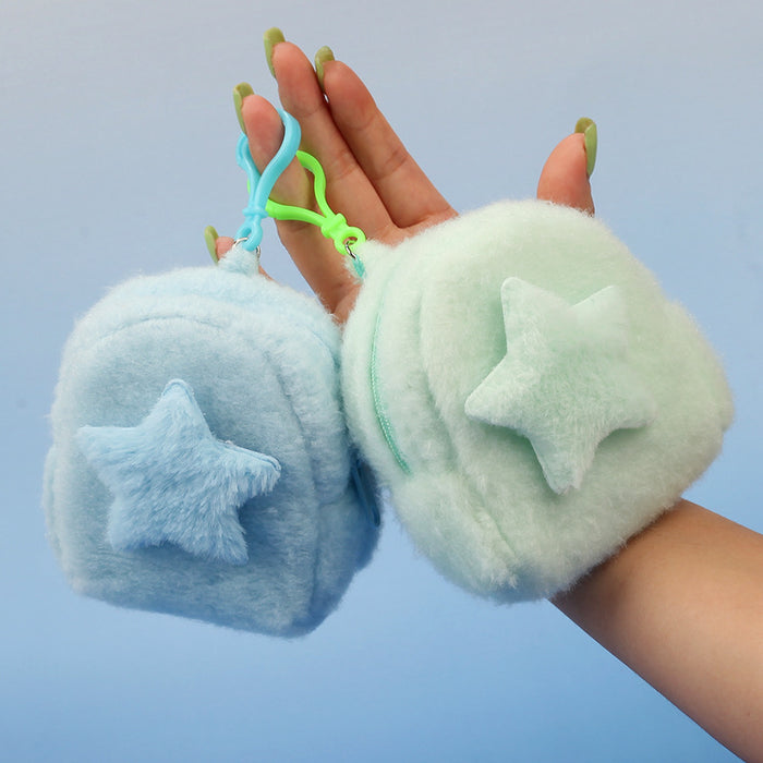 Wholesale Star Shaped Plush Pouch Boutique Coin Purse Earphone Bag Creative Pendant Gift