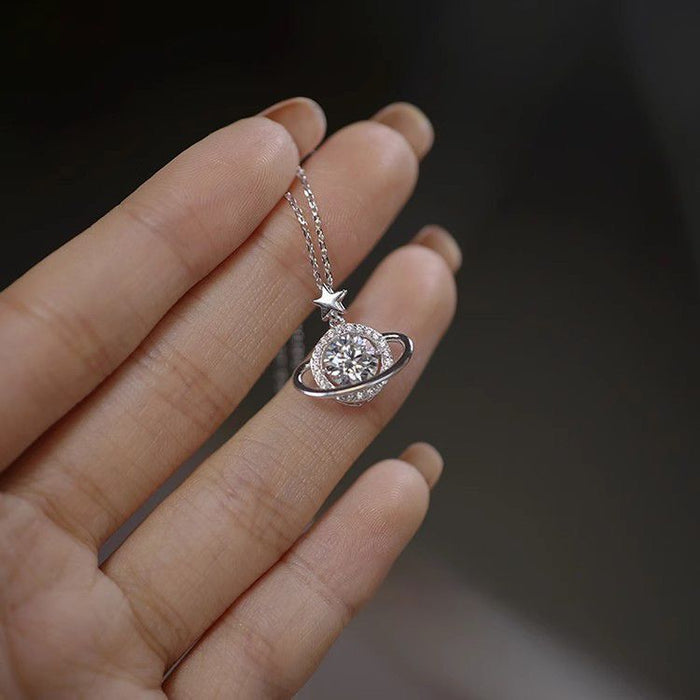 Wholesale New zircon planet necklace with high-end feel, light luxury, versatile pendant, niche design accessories, collarbone chain