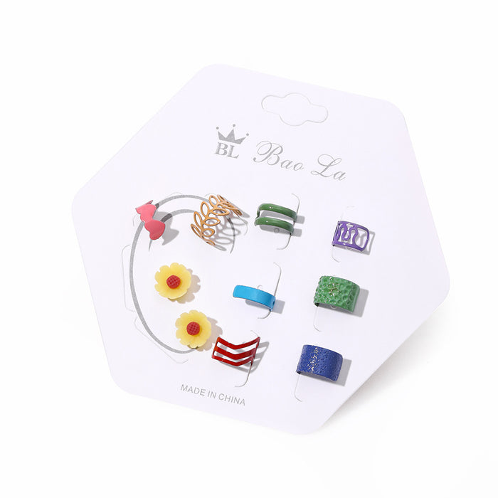 Wholesale retro 5 pairs of imitation gem crystal drop type Bohemian style female earrings