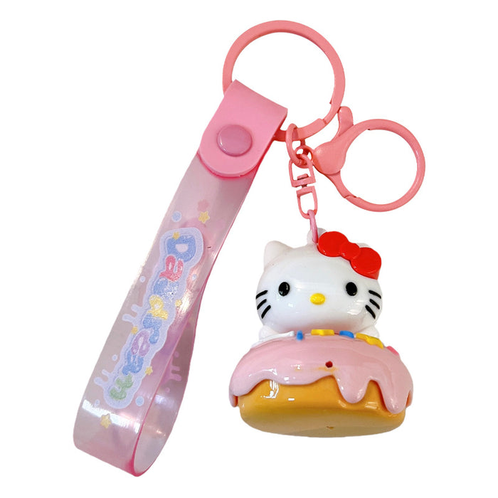 Wholesale Cartoon electroplated donut cat keychain