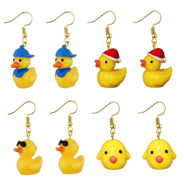 Wholesale Cartoon Three-dimensional Little Yellow Duck Earrings JDC-ES-niqing035