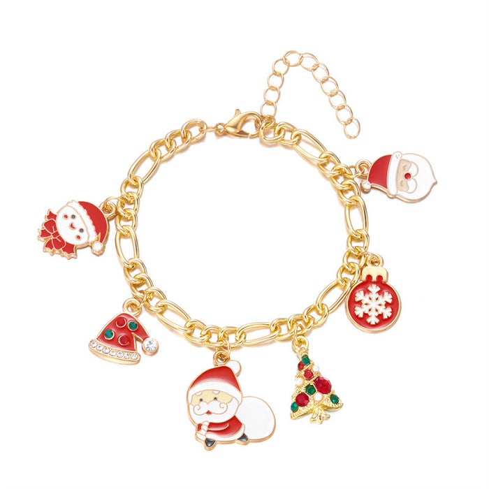Wholesale Christmas jewelry,  colored diamond snowflake Christmas tree,  multi-colored candy pendant pearl bracelet