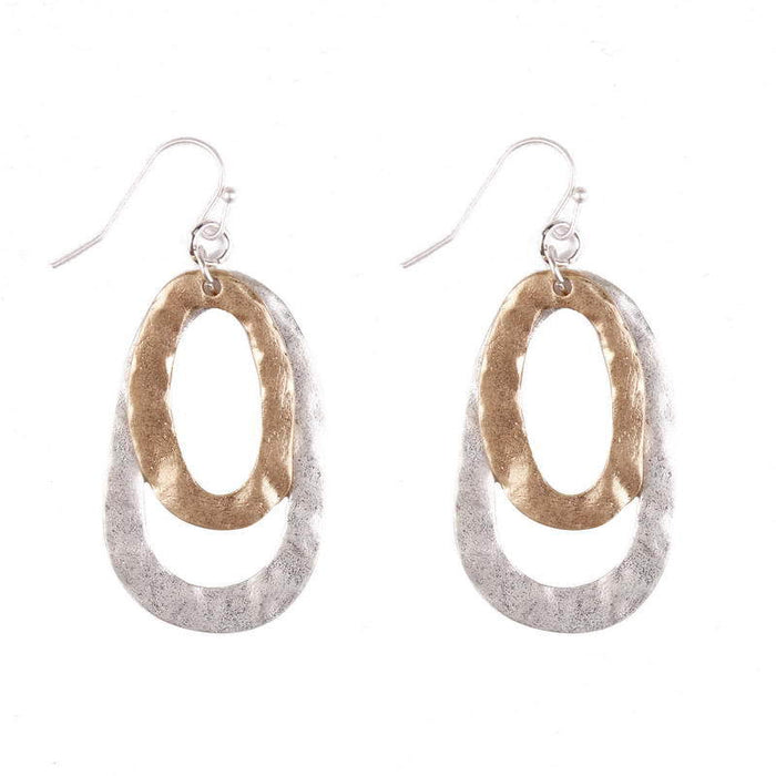 Wholesale Sand silver dual color electroplated irregular elliptical geometric earrings for women, earrings and pendants