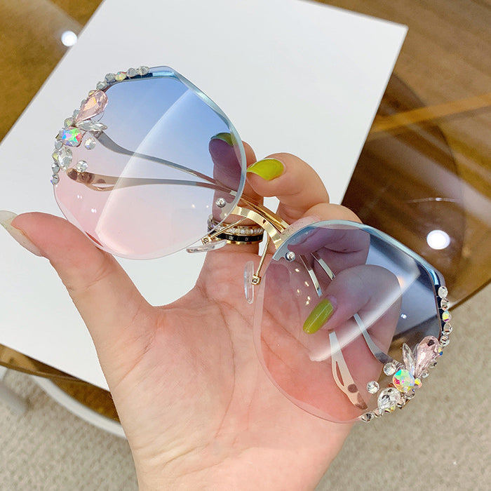 Wholesale Frameless Cut Edge Diamond PC Sunglasses JDC-SG-MNY010