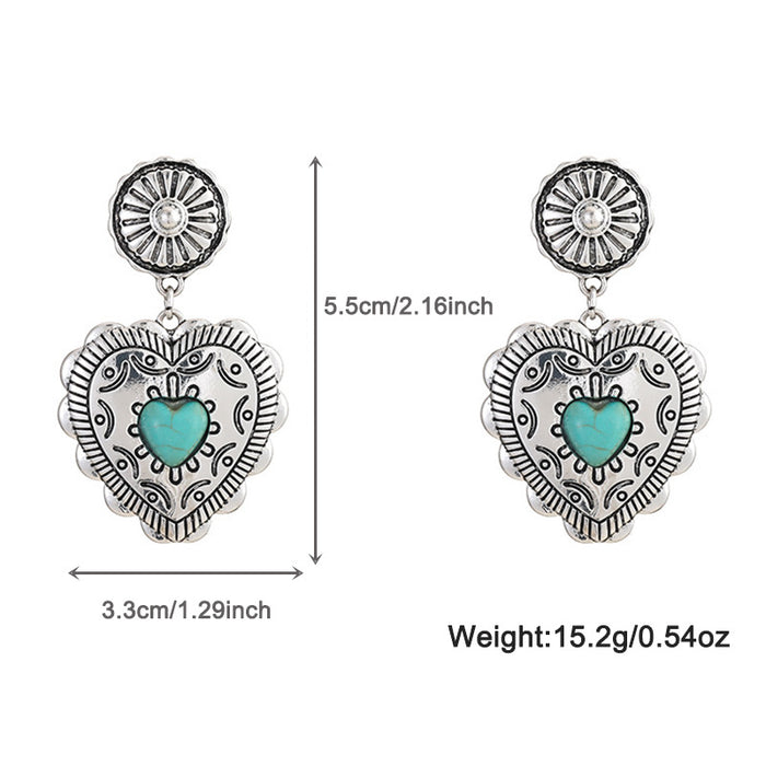 Wholesale Valentine's Day Love Heart Earrings Vintage Alloy Earrings JDC-ES-KenJie001