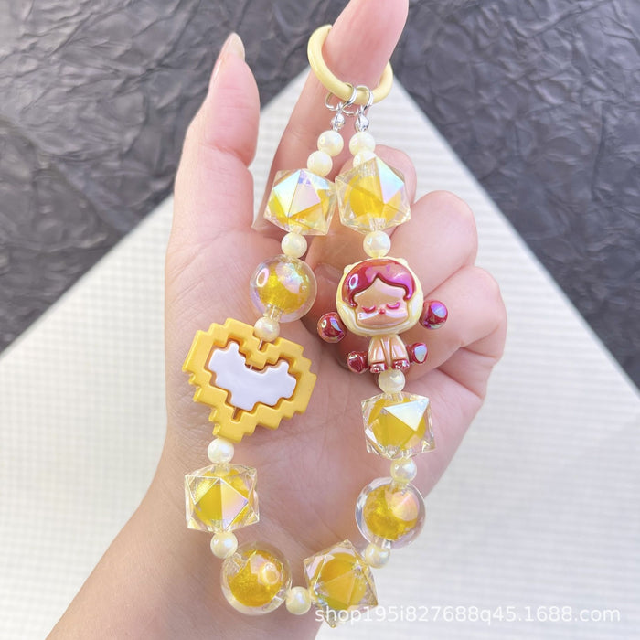 Wholesale Pixel style love bag accessories pendant mobile phone chain pendant beaded pendant