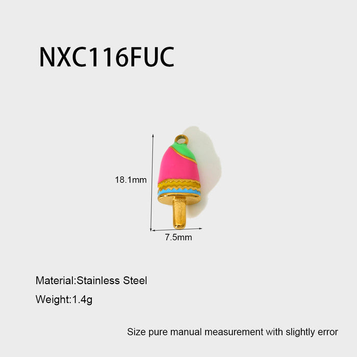 Wholesale Fashionable and cute colorful dripping oil ice cream popsicle pendant with gold-plated stainless steel DIY accessories
