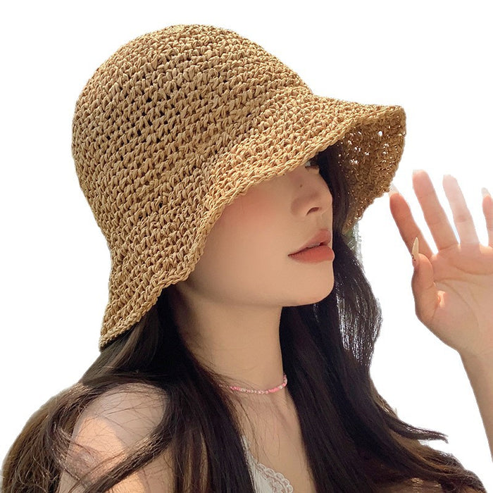 Wholesale Hollow out seaside vacation straw hat, sun protection sun hat, outdoor sun basin hat, fisherman hat