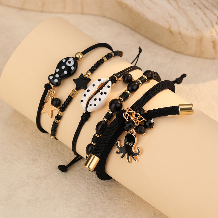 Wholesale Beaded Bracelet Set 5-Piece Heart Design Stackable Bracelets