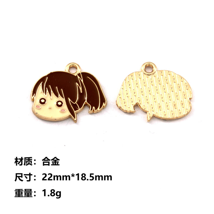 Wholesale 10pcs  Cartoon Faceless Men' s Small Coal Ball Accessories Accessories Earrings Earrings Necklace Pendant diy Oil Dropping Alloy