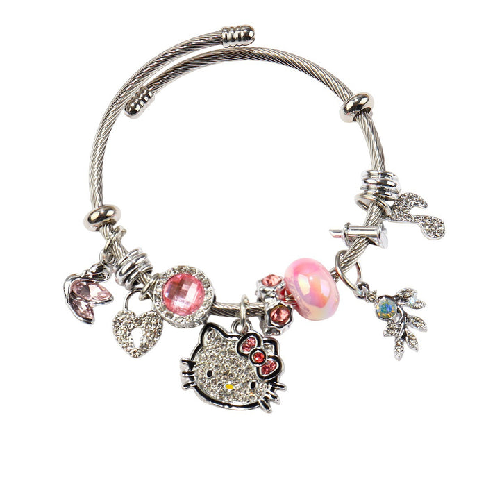 Wholesale Bracelet Bracelet Large Hole Beads DIY Bracelet Cartoon Hello Cat Kitty Cat Kuromi Sanrio Bracelet JDC-BT-Luman005