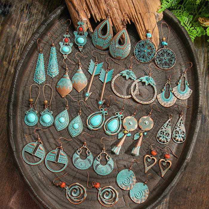 Wholesale Zinc Alloy Bohemian Turquoise Earring Set Fashion Jewelry Accessory MOQ≥2