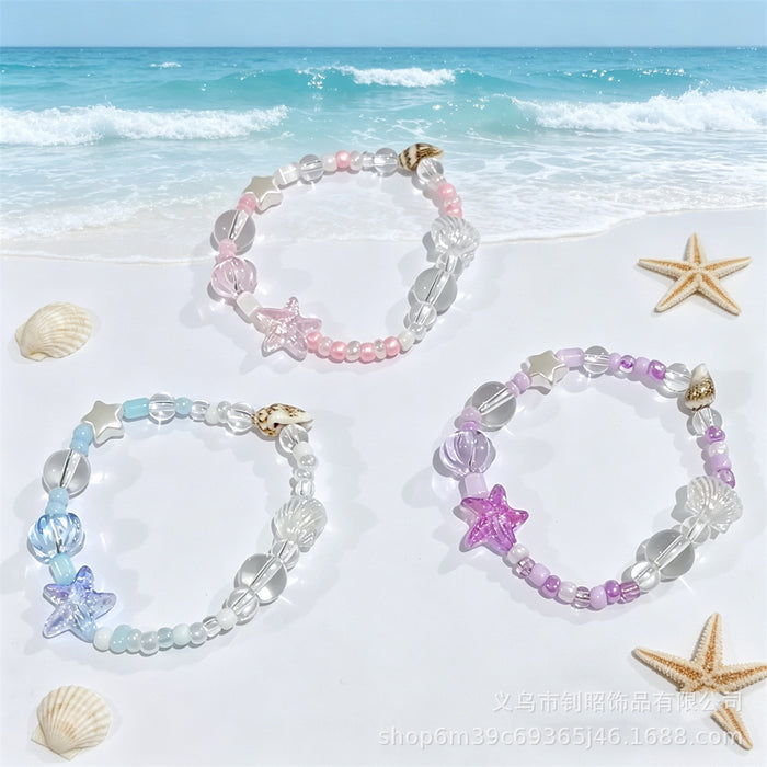 Wholesale Ocean Wind Glass Shell Beaded Bracelet Trendy Fashion Accessory