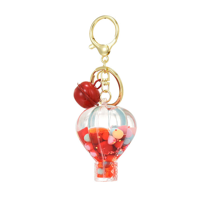 Wholesale Acrylic Oil-filled Hot Air Balloon Bead Keychain JDC-KC-ShuangD013