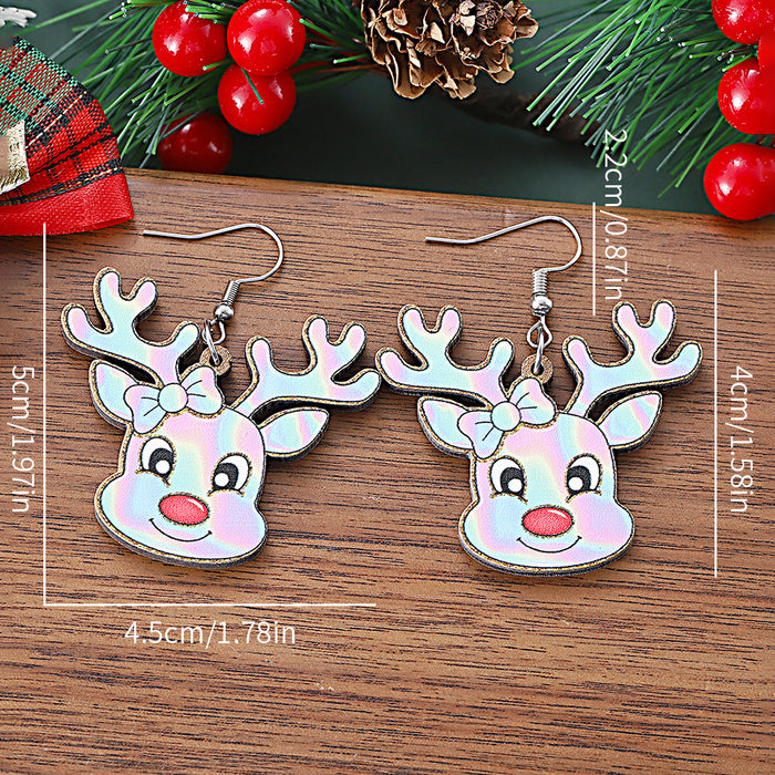 Wholesale Christmas Reindeer Pendant Earrings Painted Reindeer Jewelry