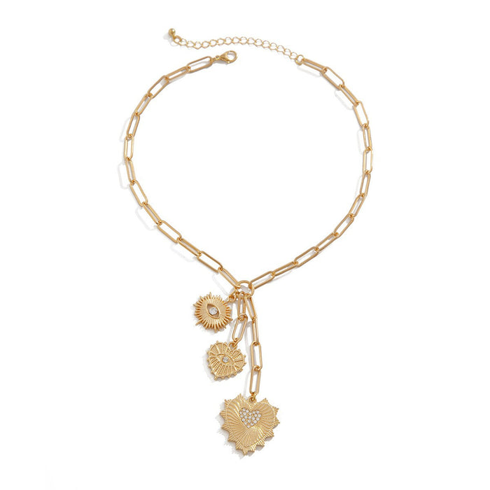 Wholesale Sweater chain heart-shaped Cuban tassel necklace