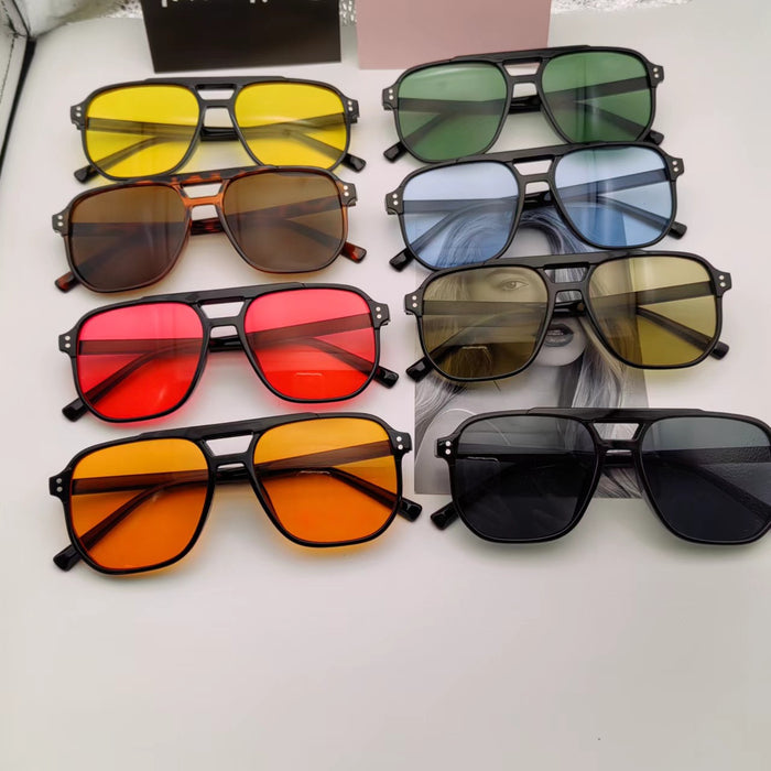 Wholesale  Double Beam Sunglasses Large Frame Sunshade Ocean Pieces Sunglasses