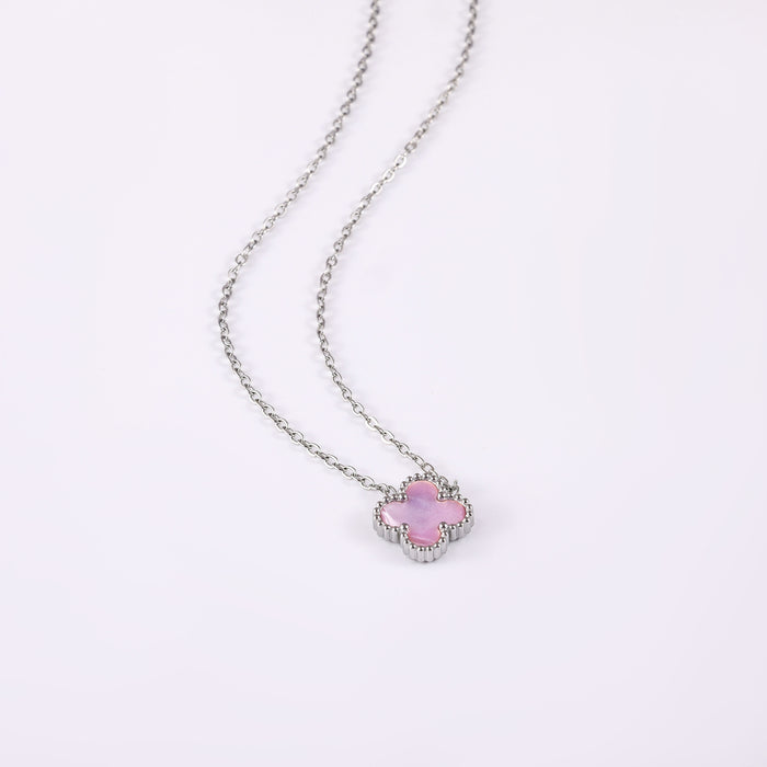 Wholesale Stainless Steel Double-Sided Gold-Plated Four-Leaf Clover Necklace