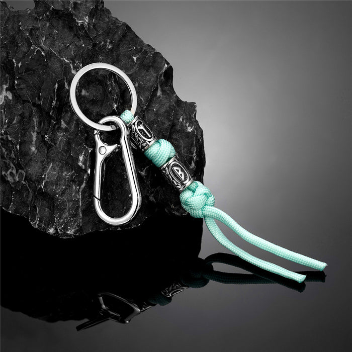 Wholesale Woven rope keychain, stainless steel keychain, bag hanging rope